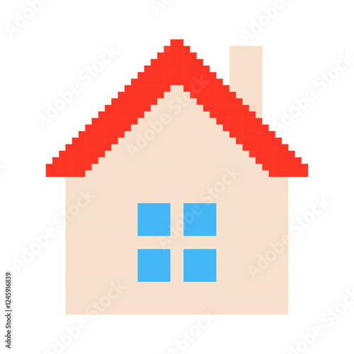 Pixel Art House - Isolated Vector Home Icon