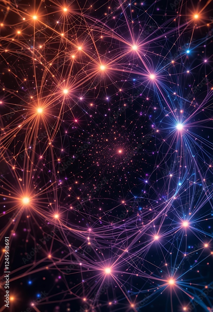 Fototapeta premium Abstract Network of Illuminated Nodes and Connections