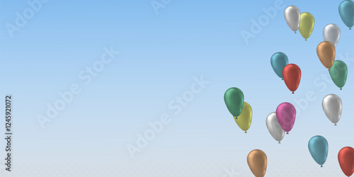 Set of realistic inflatable balloons of different colors. Vector illustration for design, birthday, party, decor, banner, png.	
