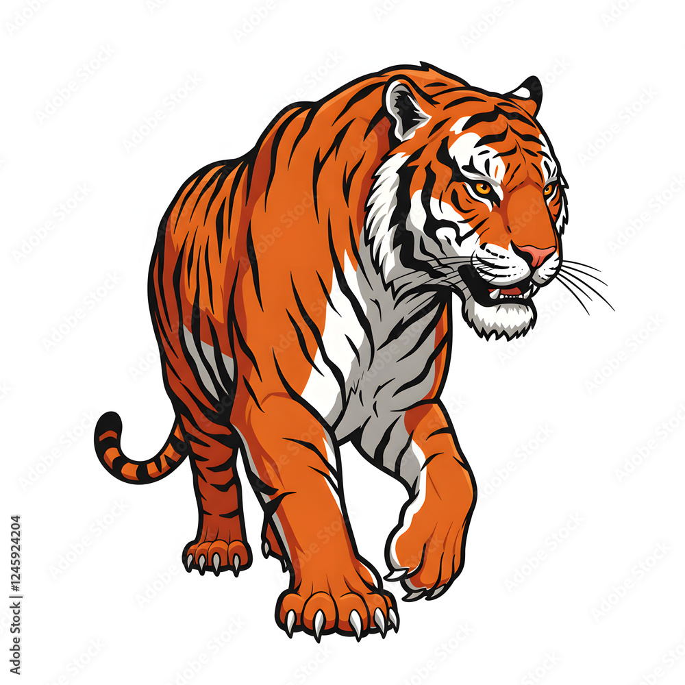 Obraz premium Walking Orange Tiger Illustration