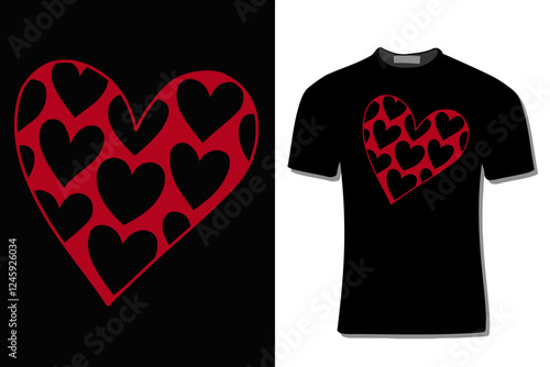 Valentine's Day T-Shirt Design Illustration With Heart Shape For Print, Poster, Card, Mug, Bag, And Invitation.