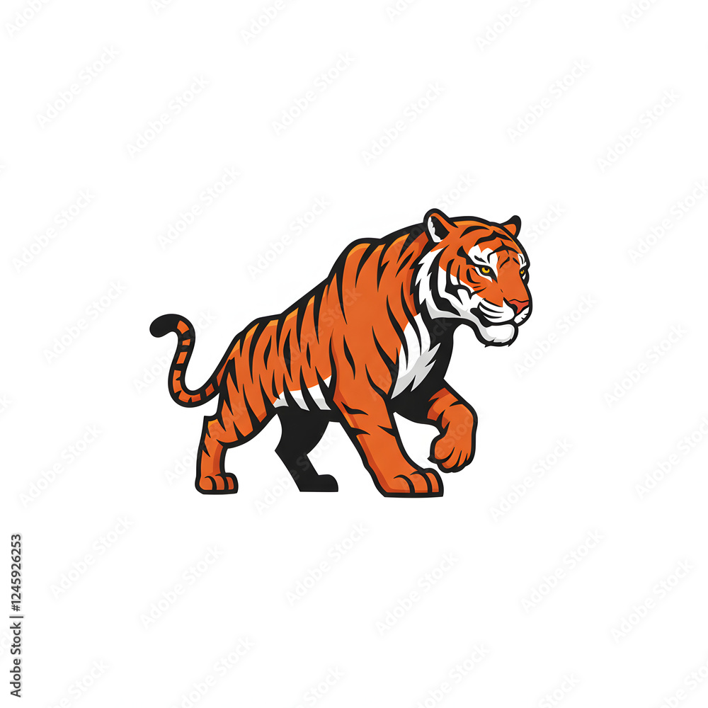 Obraz premium Orange Tiger Illustration with Black and White Details