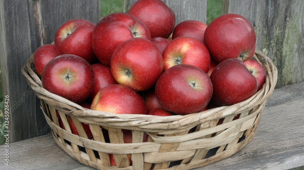 Fresh Red Apples in a Rustic Basket Fresh Red Apples in a Rustic Basket