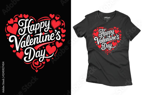 Valentine's Day T-Shirt Design Illustration With Heart Shape For Print, Poster, Card, Mug, Bag, And Invitation.