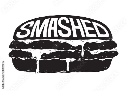 Smashed burger illustrative word lettering art design.  Vector design illustration for web, t-shirt design, other graphic design use