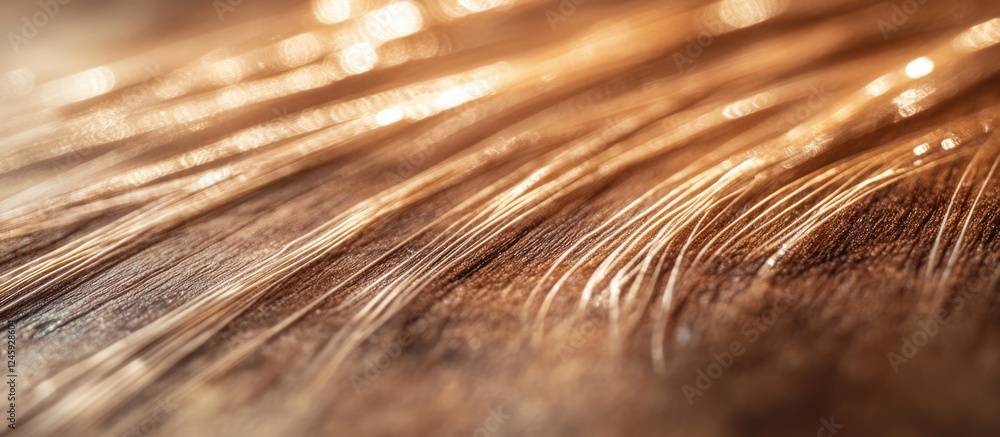 Close-up of flowing hair strands on a rustic brown wood background highlighting texture and natural beauty in a warm light setting. Close-up of flowing hair strands on a rustic brown wood background highlighting texture and natural beauty in a warm light setting.