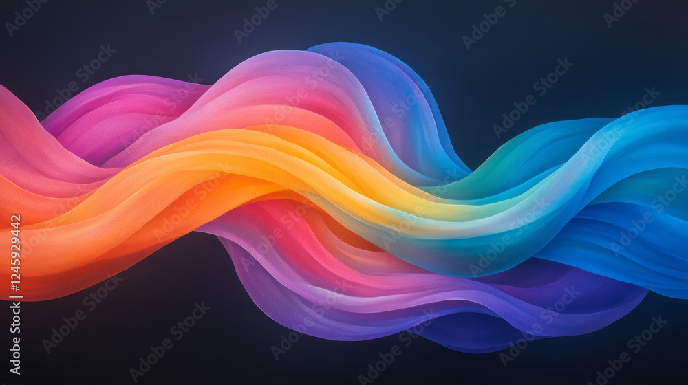 Fototapeta premium A dramatic composition featuring glowing trails in vibrant hues smoothly merging at the center,