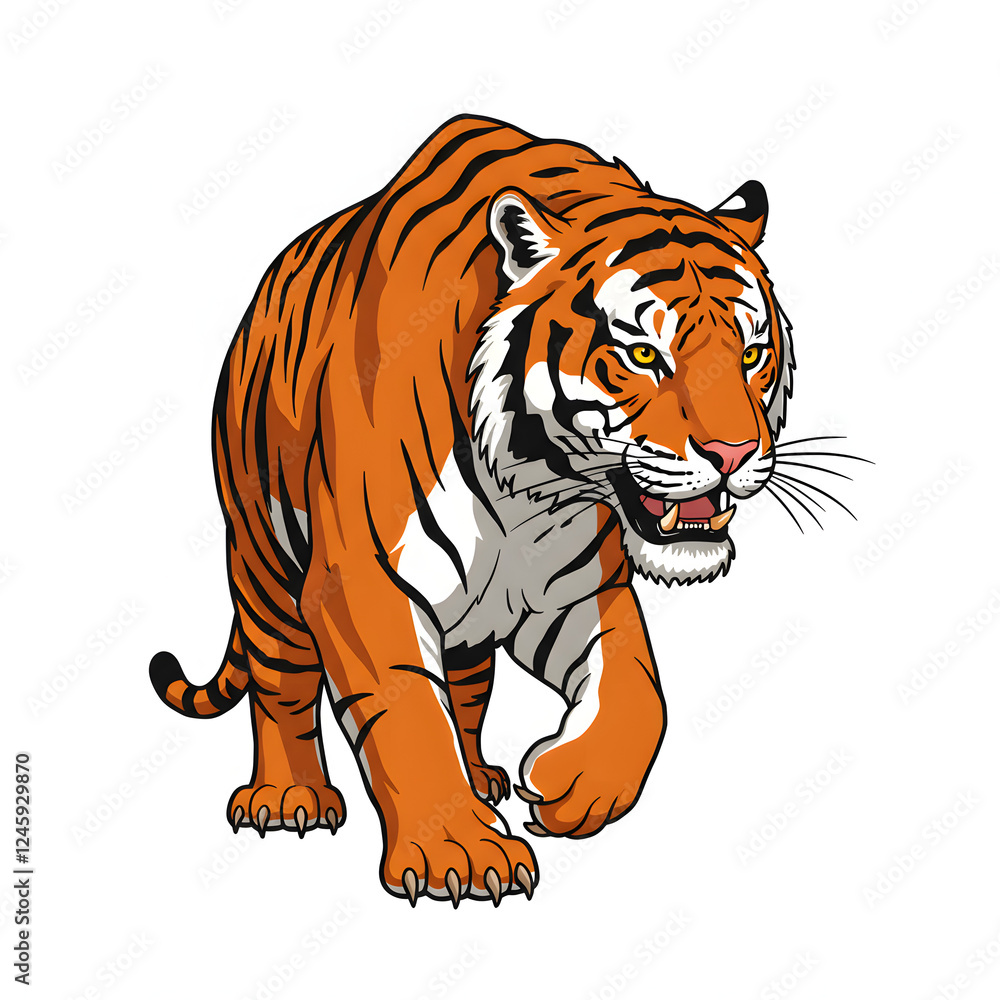 Fototapeta premium Walking Orange Tiger Illustration