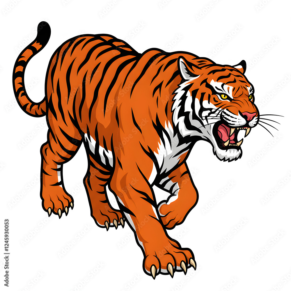 Obraz premium Furious Orange Tiger Walking Forward
