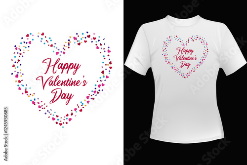 Valentine's Day T-Shirt Design Illustration With Heart Shape For Print, Poster, Card, Mug, Bag, And Invitation.
