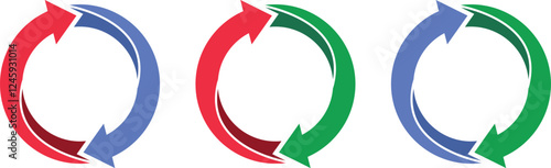 Collection of colorful circle arrow vector icons. Rotation, recycle, refresh and refresh symbols for app, web and others. Vector illustration