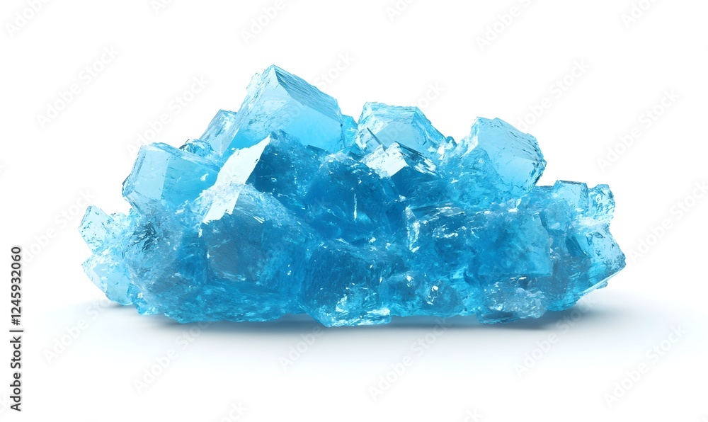 Blue crystal pile, isolated on white, studio shot, for product design Blue crystal pile, isolated on white, studio shot, for product design