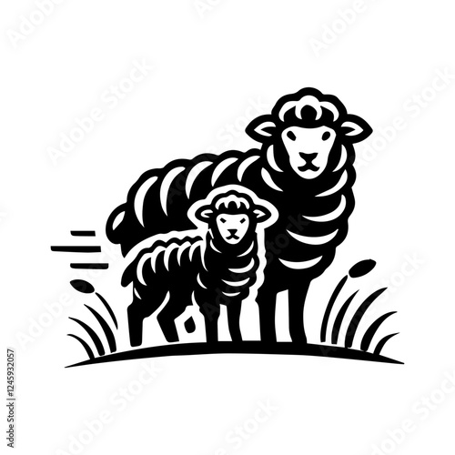 black and white sheep logo design