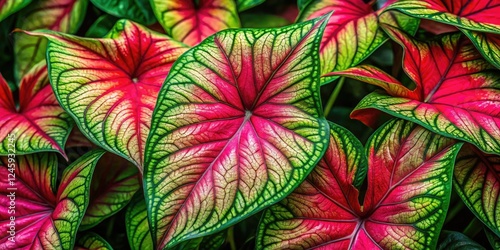 Wallpaper Mural Close-up reveals Caladium Bicolor's vibrant, contrasting leaf details; a stunning plant portrait. Torontodigital.ca