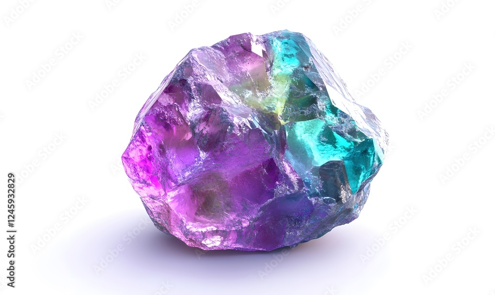 Colorful gemstone, studio shot, isolated, white background, mineral specimen, geology, science Colorful gemstone, studio shot, isolated, white background, mineral specimen, geology, science