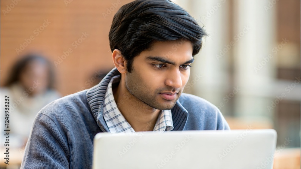 Indian Student Attending Webinar – A student participating in an online webinar on academic topics.
Indian Student Attending Webinar – A student participating in an online webinar on academic topics.