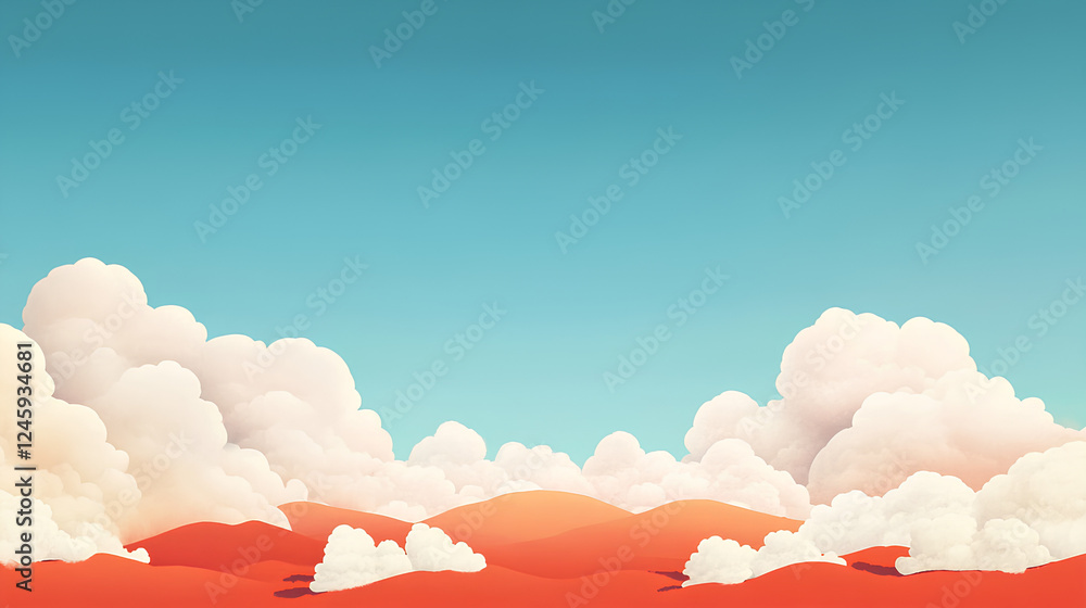 View cloudy orange sunset view, illustration
View cloudy orange sunset view, illustration