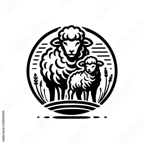 black and white sheep logo design