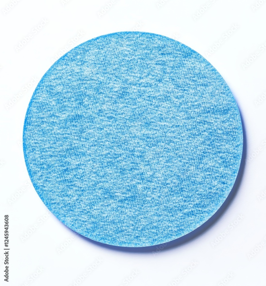 Blue cleansing pad, textured surface, white background, beauty product Blue cleansing pad, textured surface, white background, beauty product