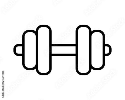 Clean line art icon of a dumbbell, perfect for fitness apps, websites, or gymrelated designs.  Simple, bold, and versatile, this image is ideal for conveying strength, health, and wellness.