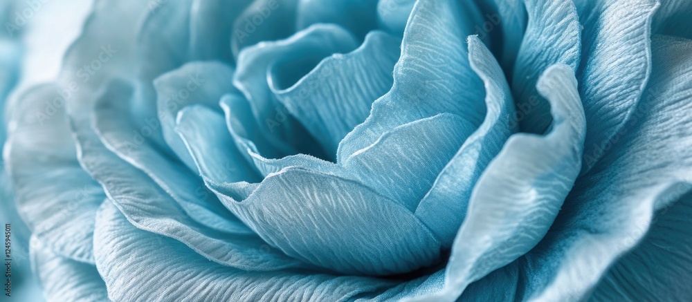 Close up macro of light blue artificial rose petals showcasing floral beauty for decorative arrangements and bouquets Close up macro of light blue artificial rose petals showcasing floral beauty for decorative arrangements and bouquets