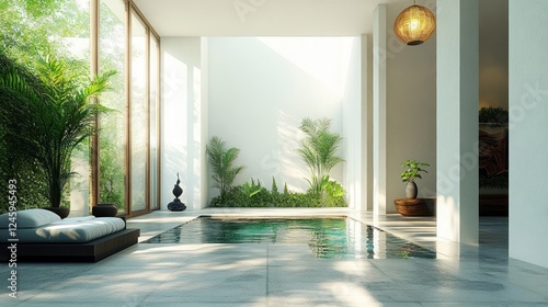 Wallpaper Mural Luxury Modern Riads Indoor Garden with Pool in Courtyard Serene Architecture Torontodigital.ca