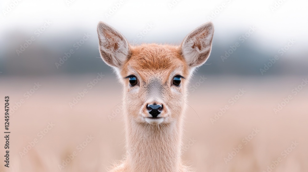 Fawn portrait, field background, nature scene, wildlife photography Fawn portrait, field background, nature scene, wildlife photography