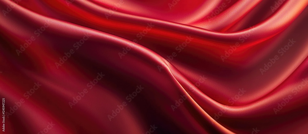 Obraz premium Red satin textile texture with elegant draping, creating a luxurious backdrop perfect for Valentine's or romantic-themed designs.