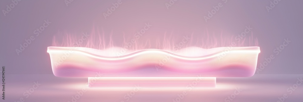 Obraz premium Floating wavy podium with soft translucent design for modern display settings