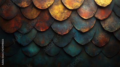 Wallpaper Mural Metallic Scale Pattern Dark Hues Abstract Design Torontodigital.ca
