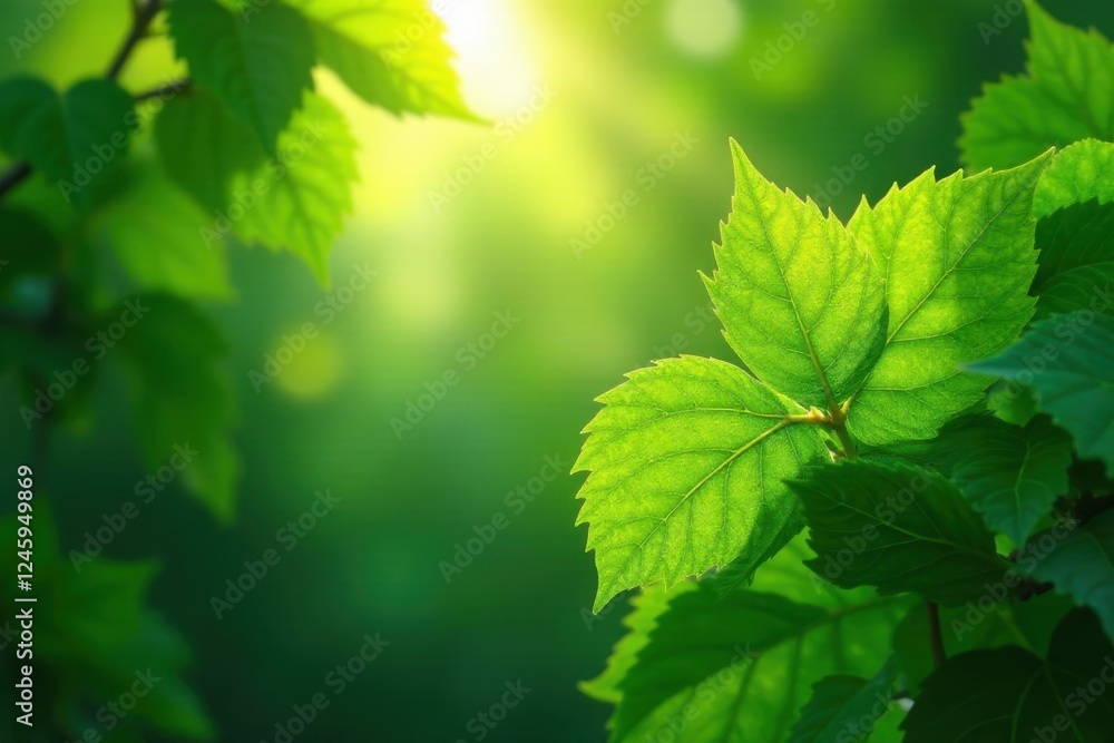 Intricate venation, dappled sunlight on emerald leaves, stock, illustration, garden Intricate venation, dappled sunlight on emerald leaves, stock, illustration, garden