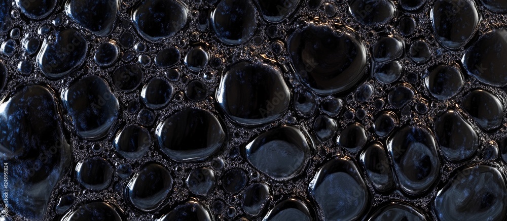 Macro shot of blue black tapioca bubbles showcasing intricate textures and details in a visually captivating composition Macro shot of blue black tapioca bubbles showcasing intricate textures and details in a visually captivating composition