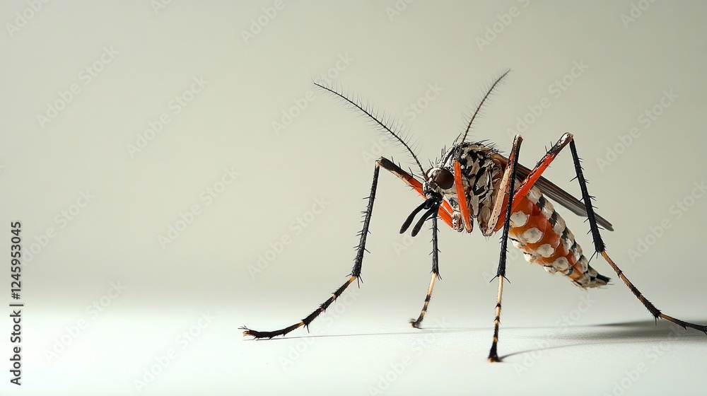 Fototapeta premium Mosquito Isolated on White Background for Medical and Environmental Studies 