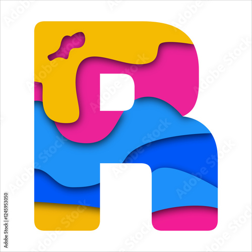 Wallpaper Mural Colorful letter R in paper cut style. Papercut font. Torontodigital.ca