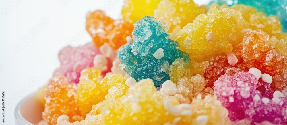 Colorful sugary cereal close-up on a white background showcasing vibrant textures and playful colors ideal for breakfast or snack imagery. Colorful sugary cereal close-up on a white background showcasing vibrant textures and playful colors ideal for breakfast or snack imagery.