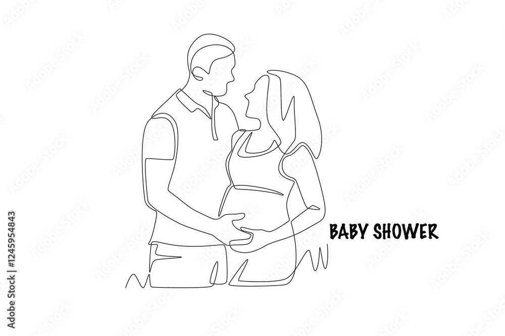 Baby shower concept one-line drawing Baby shower concept one-line drawing
