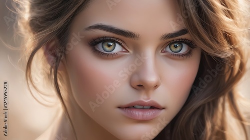 Wallpaper Mural Close-Up Portrait of a Young Woman With Piercing Green Eyes. Torontodigital.ca