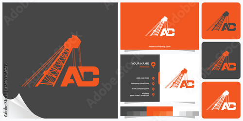 Initial Letter AC Crane Logo, Initial Letter AC Crane Vector Icon Logo