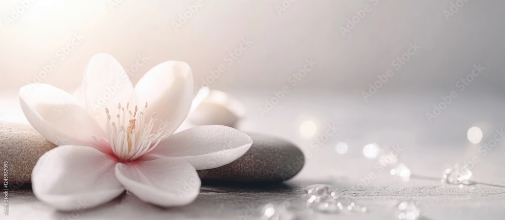 Spa Massage Treatment with Flower and Stones for Relaxation and Wellness in Serene Environment with Space for Text Spa Massage Treatment with Flower and Stones for Relaxation and Wellness in Serene Environment with Space for Text