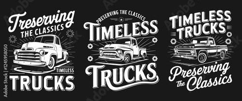 Timeless Trucks T-Shirt Design - Preserving the Classics Since 1971 with Retro Pickup Graphics, Perfect for Truck Enthusiasts and Vintage Vehicle Lovers Who Appreciate Automotive Heritage