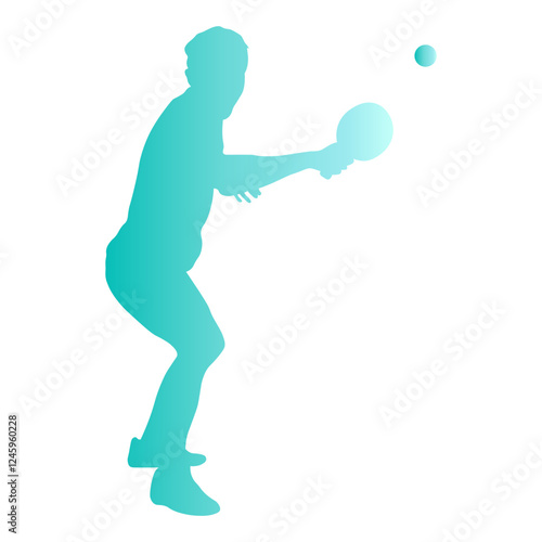Table Tennis Player Silhouette on White Background. Vector Illustration in Colorful Design.