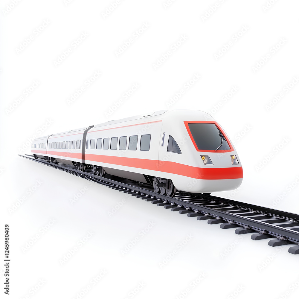 Obraz premium Illustration of a modern train, miniature, white background