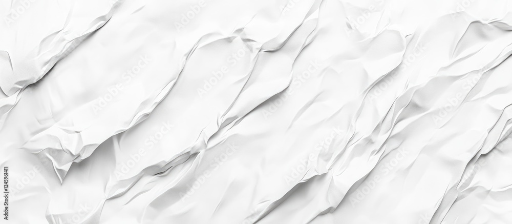 Obraz premium Crumpled white paper texture background for design and creative projects high angle view