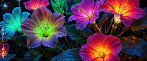 Wallpaper Mural "Electric Blossom: A Neon Floral Fantasy" Torontodigital.ca