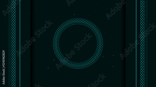 Elegant banner template with pattern geometric shape | Decorative abstract background for web, texture, greeting, flyer, futuristic | Creative dark teal Islamic background with circle 