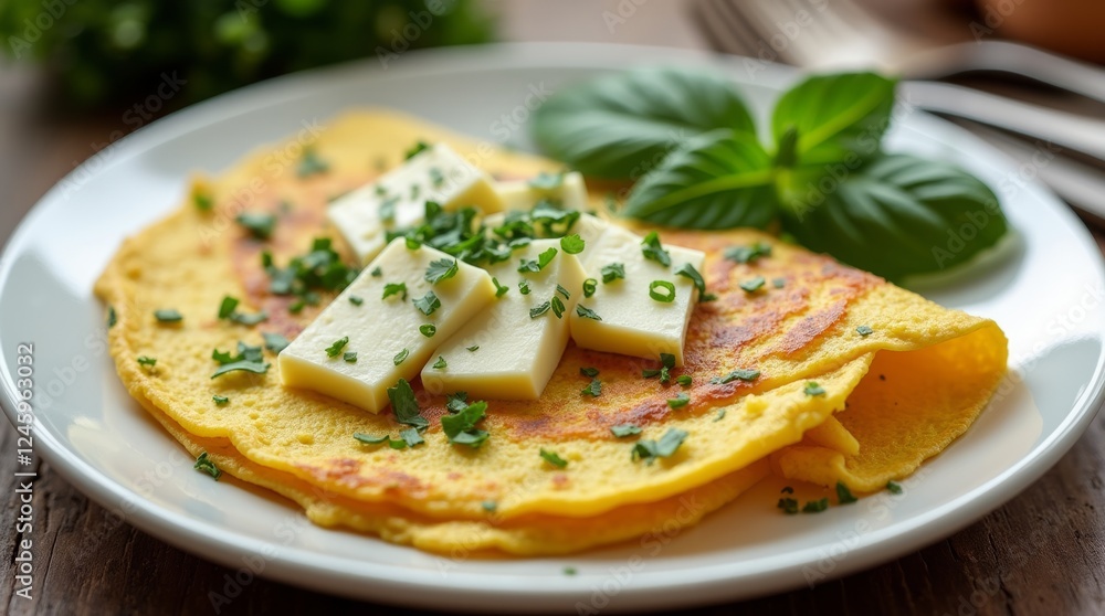 Golden Omelette with Cheese and Herbs Golden Omelette with Cheese and Herbs