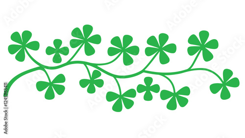 A vibrant green clover vine illustration, symbolizing luck and nature. Perfect for eco-friendly designs, decorations, and botanical artwork