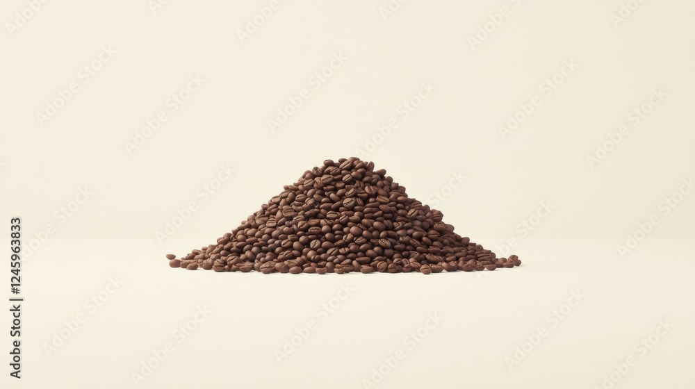 Pile of Freshly Roasted Coffee Beans on a Neutral Background Pile of Freshly Roasted Coffee Beans on a Neutral Background