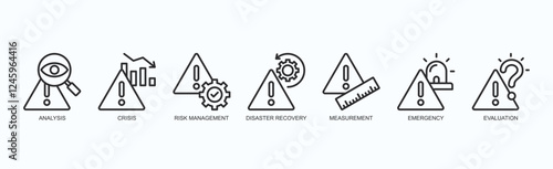 Resilient Response Icon Set Isolated Vector Illustration Concept With Icon Of Analysis, Crisis, Risk Management, Disaster Recovery, Measurement, Emergency, Evaluation In Outline Style