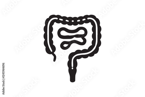 Intestine vector silhouette isolated in white background